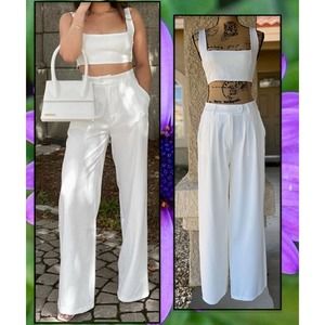 Princess Polly HUXLEY Set White Top and Pants Size 4